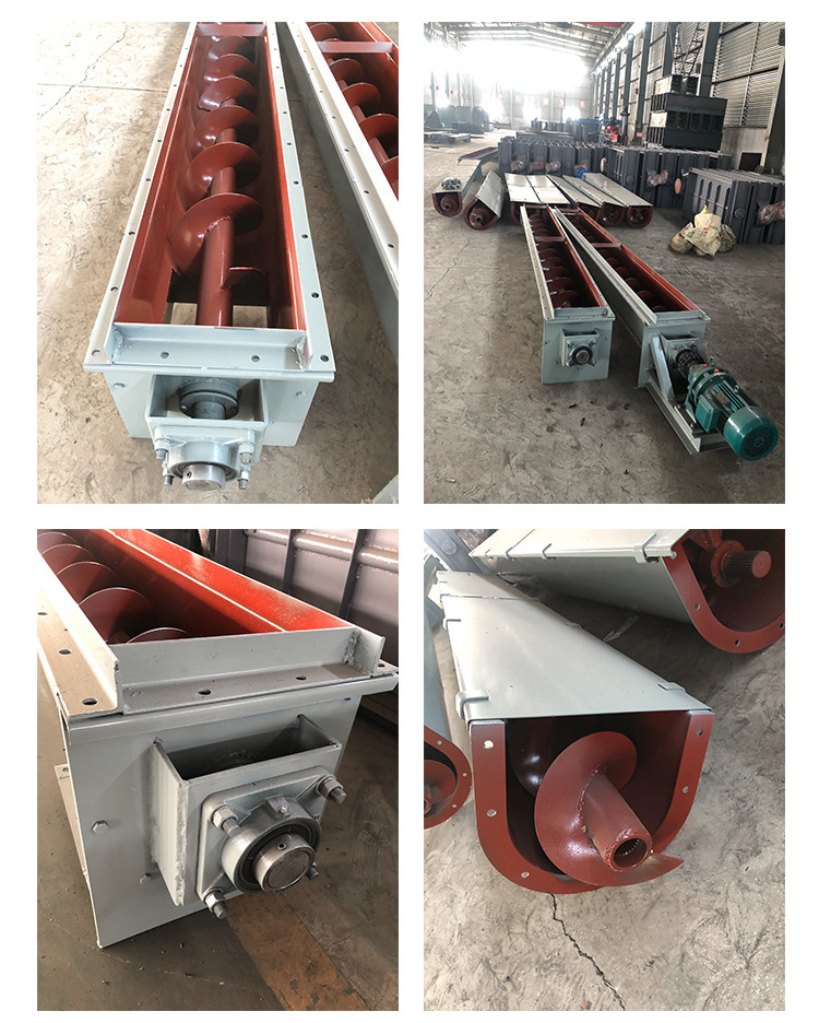 U型螺旋輸送機(jī)細(xì)節(jié)展示，采用不銹鋼材質(zhì)，輸送穩(wěn)定